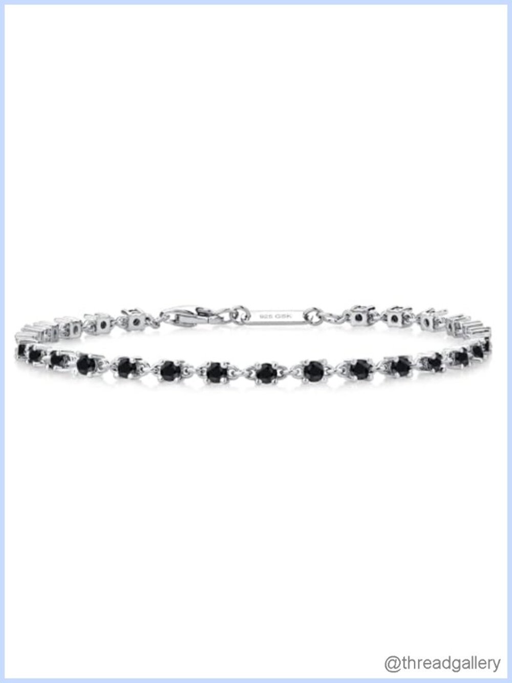 Black Onyx Tennis Bracelet 925 Sterling Silver or 18k Gold Plated